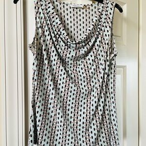 Calvin Klein Women's Geometric Sleeveless Top - Black, White, and Green